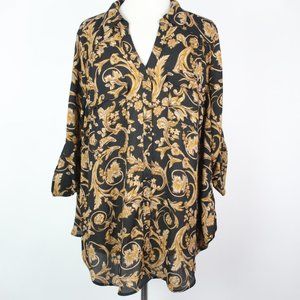 Torrid Womens 1X Georgette Button Blouse Top